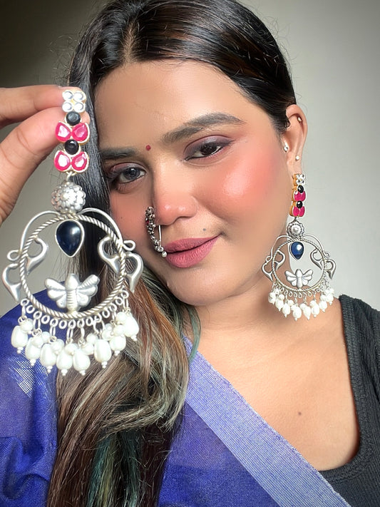 Red Eestha Oxidised Earrings