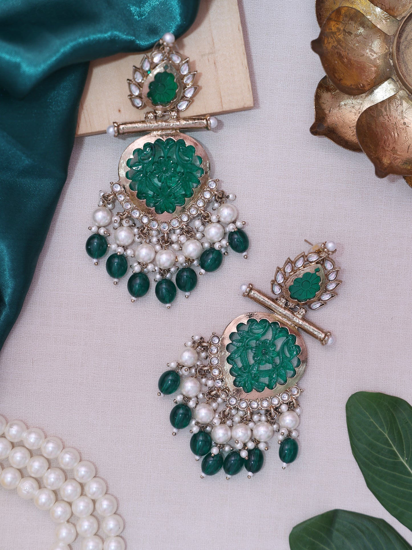 Emerald Green Nysa Designer Earrings