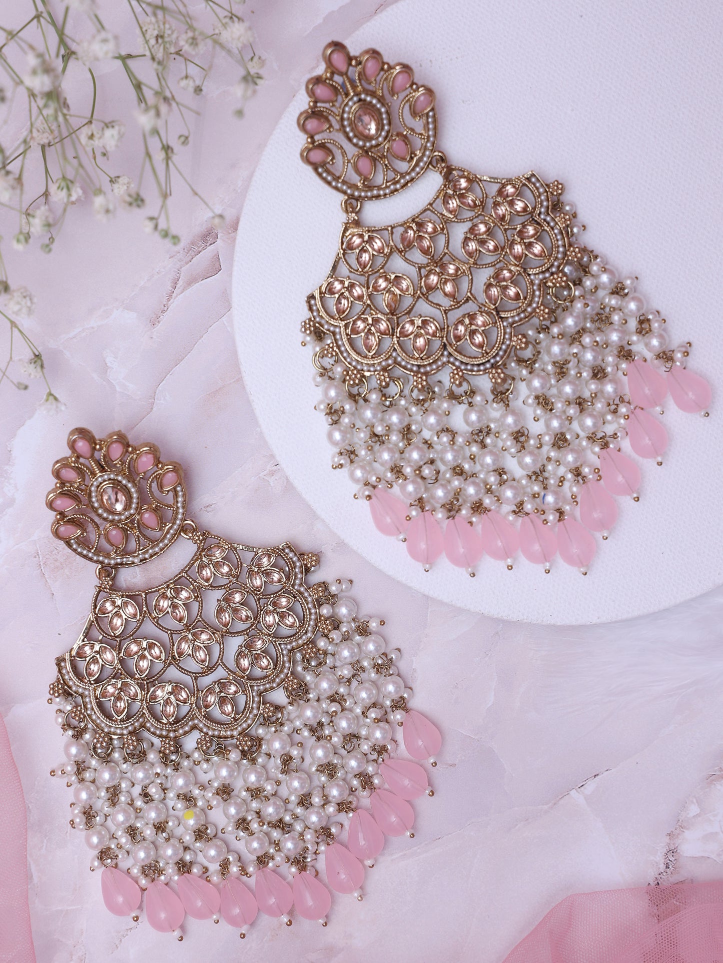 Baby Pink Labuki Designer Earrings