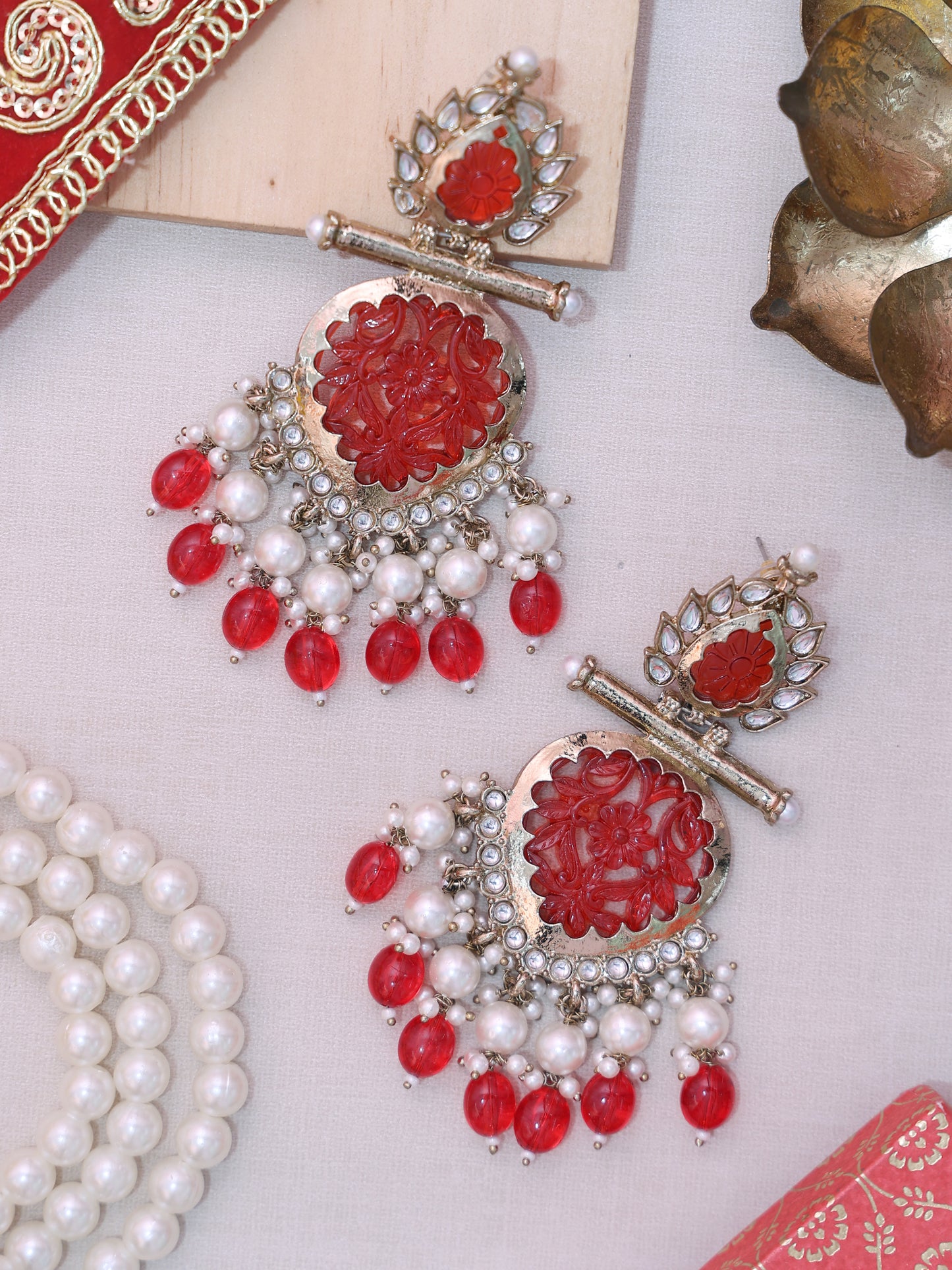 Red Nysa Designer Earrings