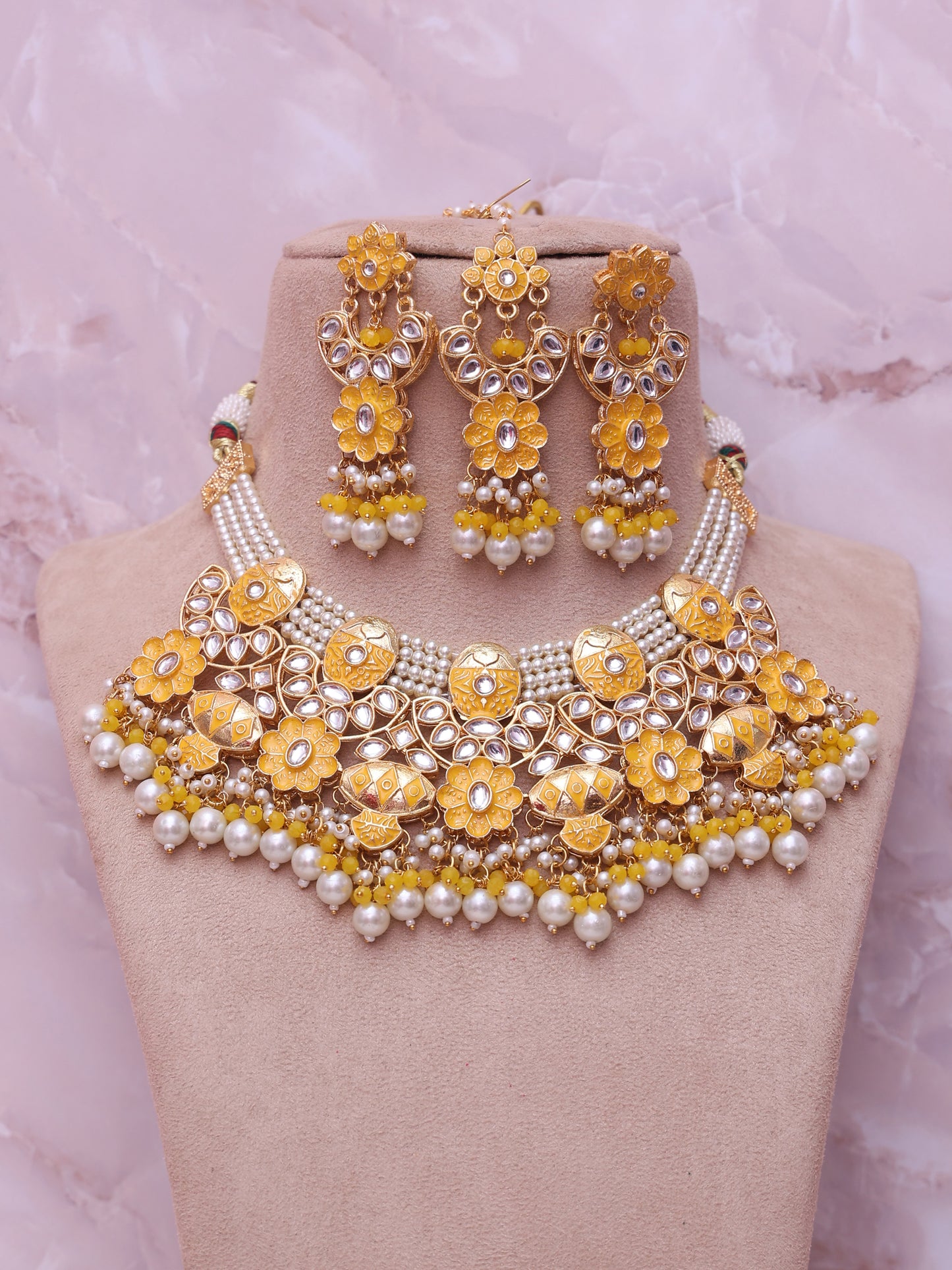 Yellow Vedika Necklace Set