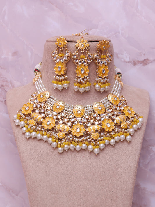 Yellow Vedika Necklace Set