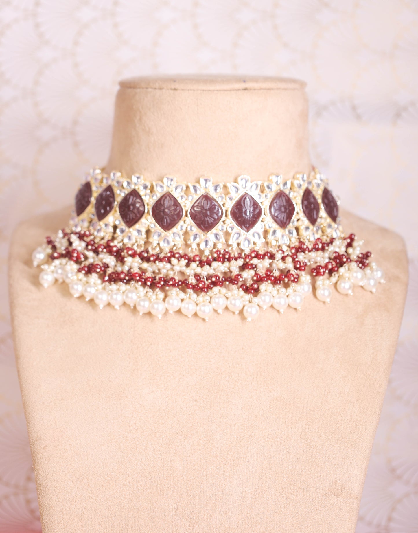 Maroon Dhruvee Necklace Set