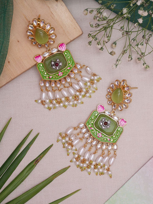 Pista Green Bhavna Designer Earrings