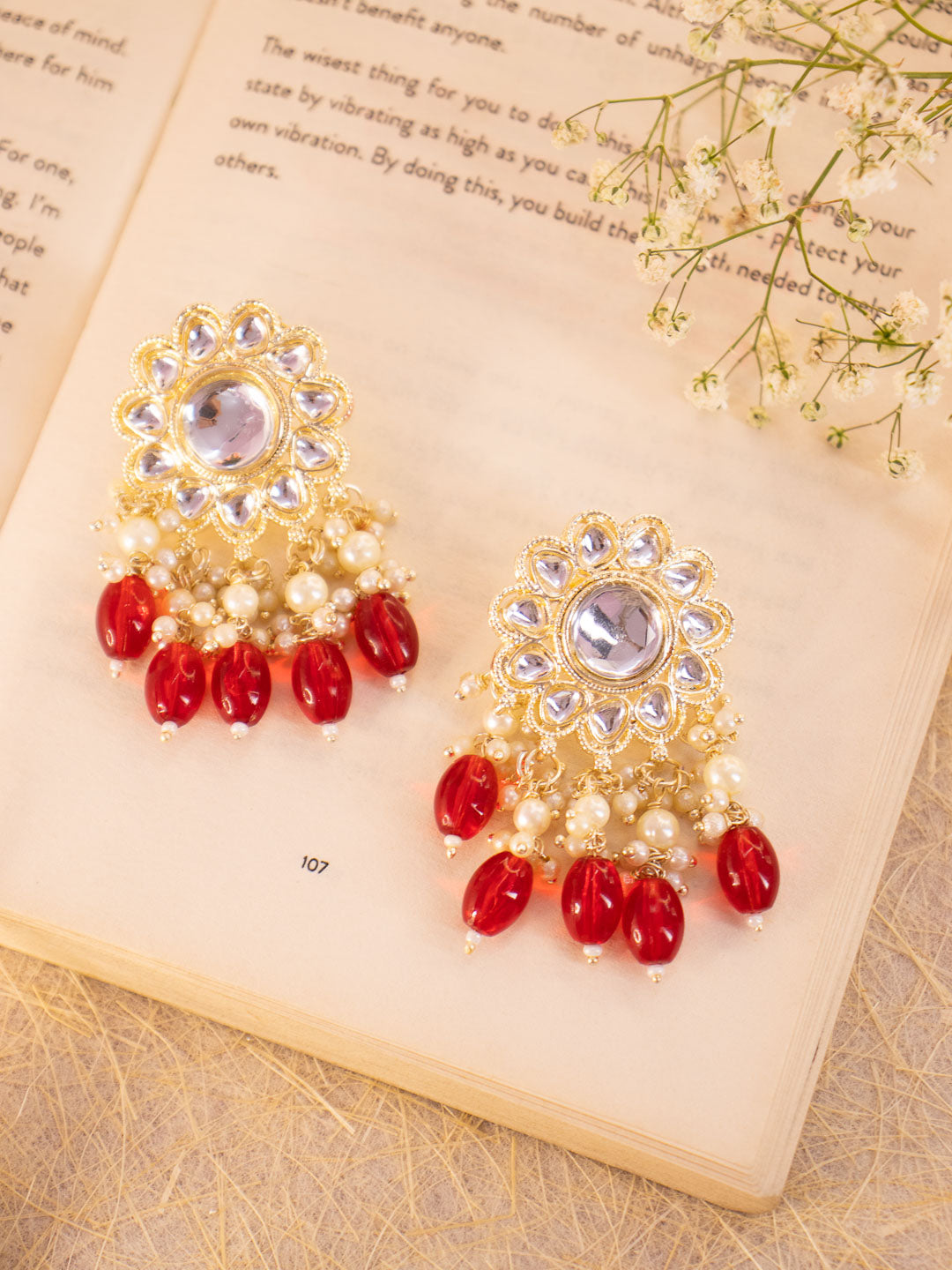 Red Barkha Earrings