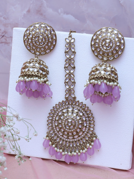 Lilac Babitha Maang Tika Set