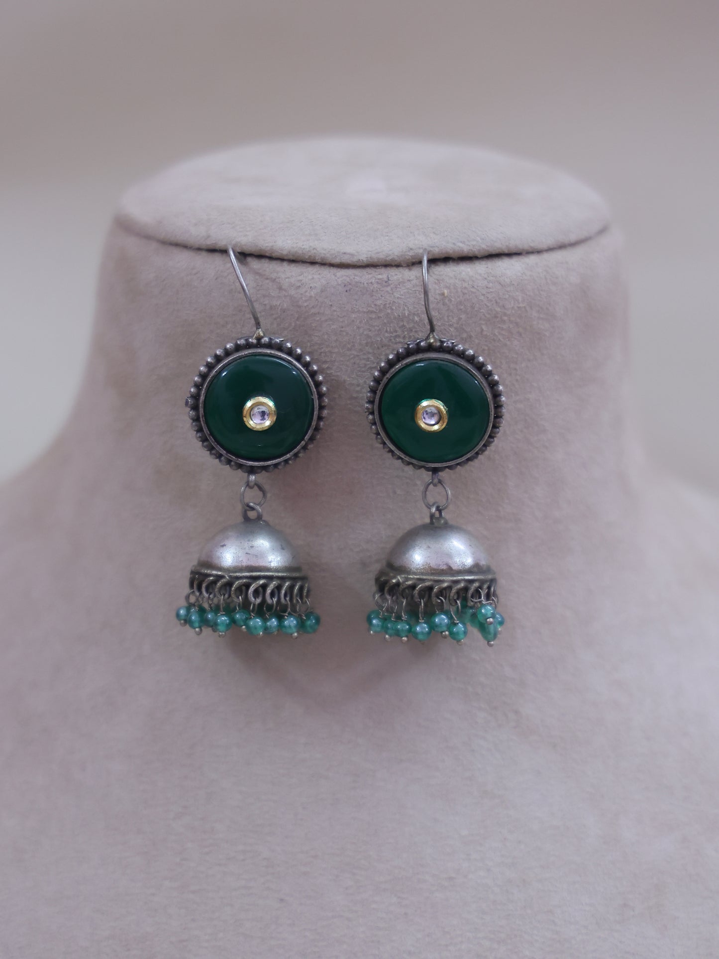 Green Shiza Oxidised Jhumkis