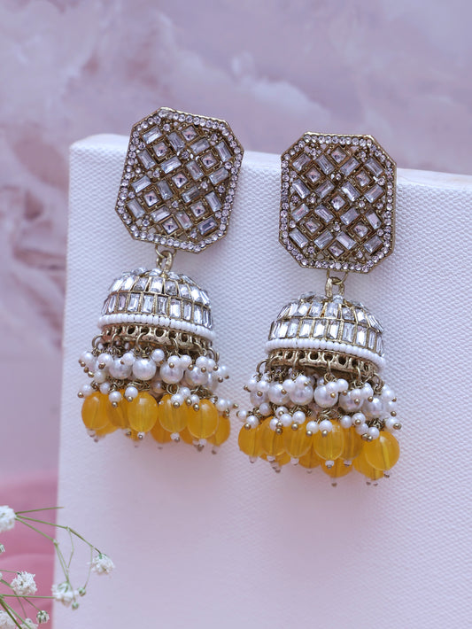 Yellow Aaditri Jhumkis