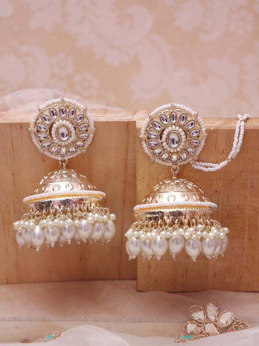 White Gautami Jhumkis