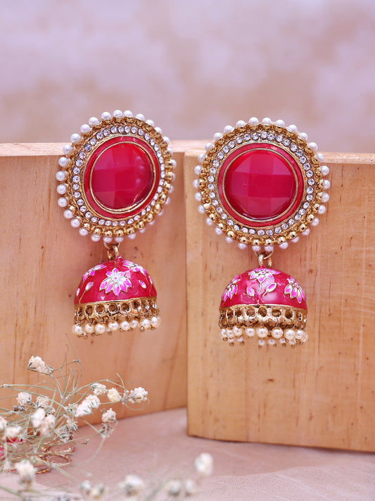 Red Siddhita Jhumkis