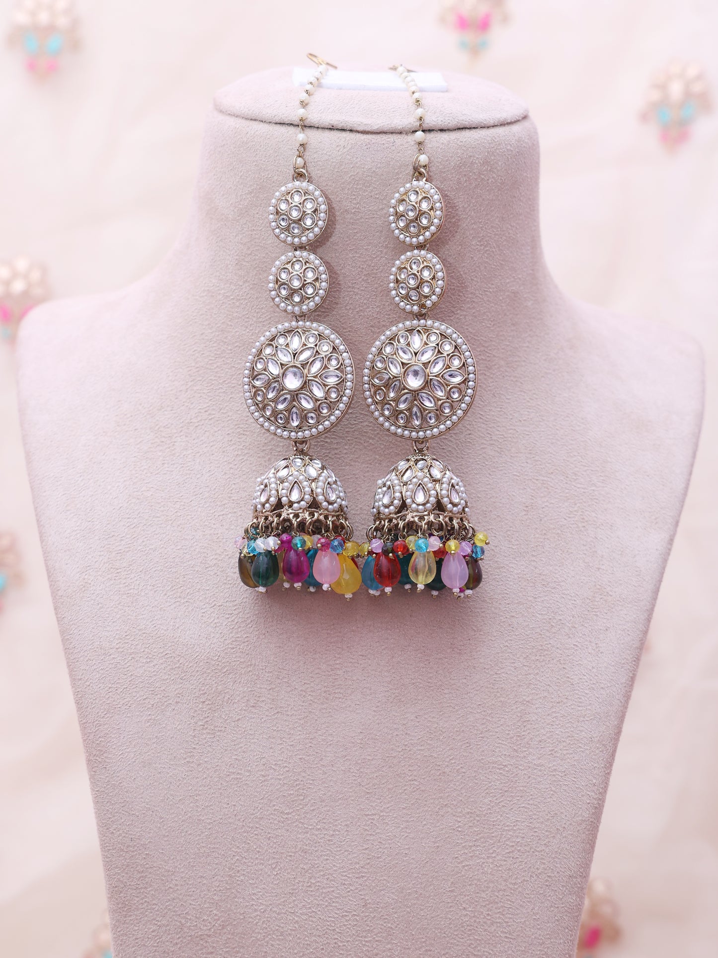 Multicolor Mehtab Jhumkis