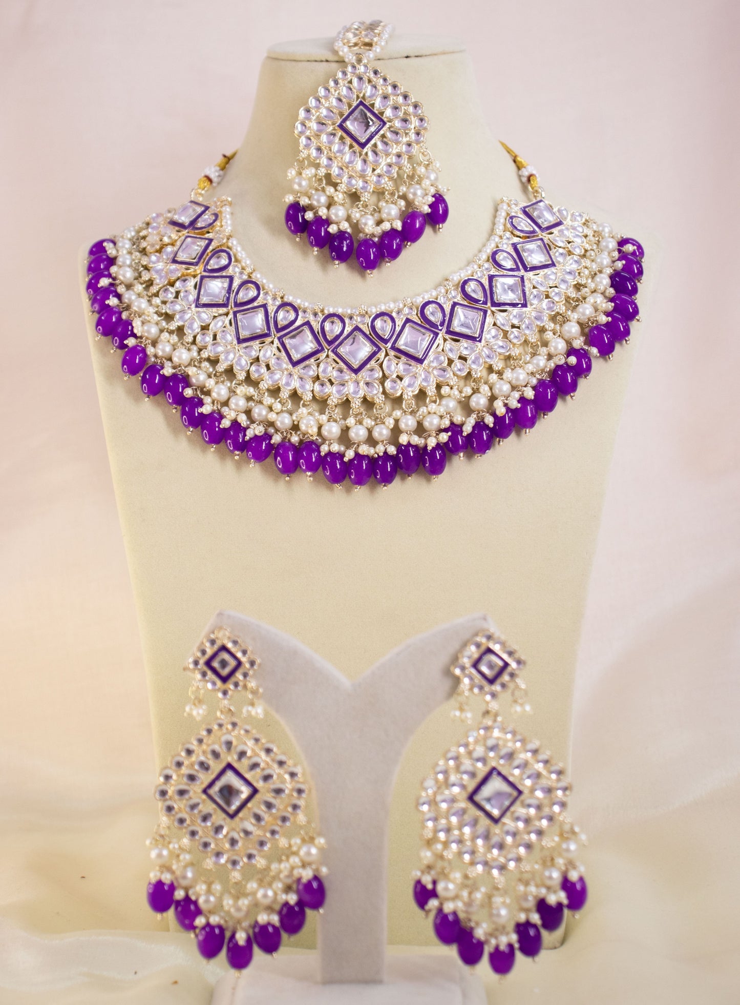 Purple Swarna Necklace Set