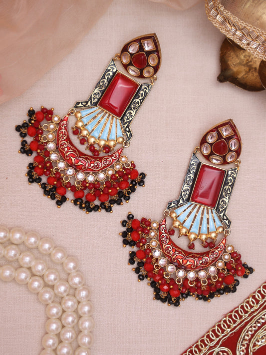 Red Mayanti Designer Earrings