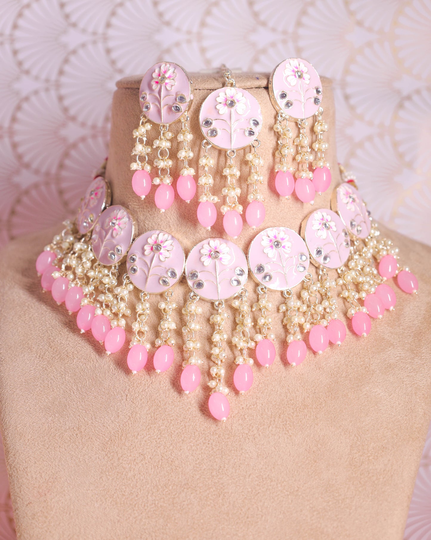 Pink Prishita Necklace Set