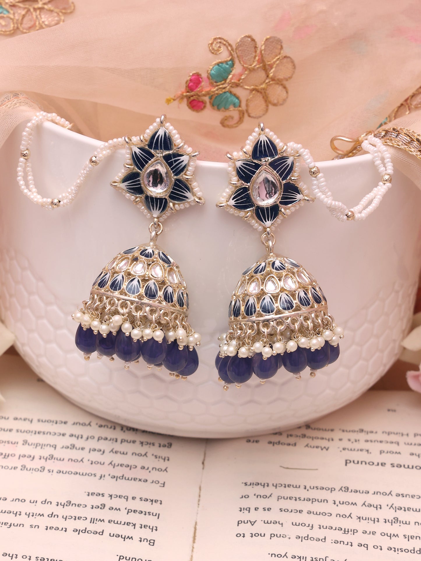 Royal Blue Zania Jhumkis