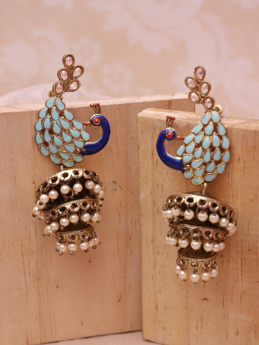 Turquoise Shanaka Jhumkis