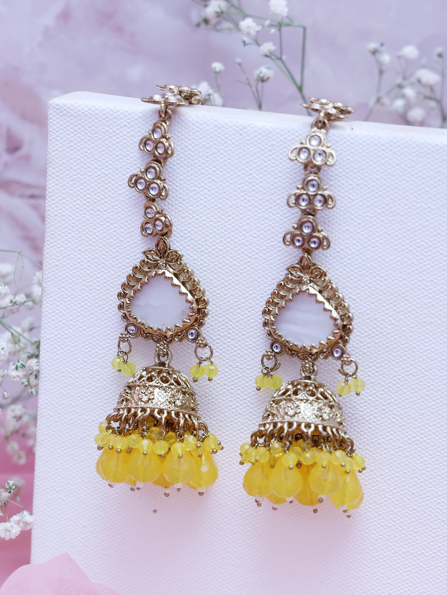 Yellow Fahima Jhumkis