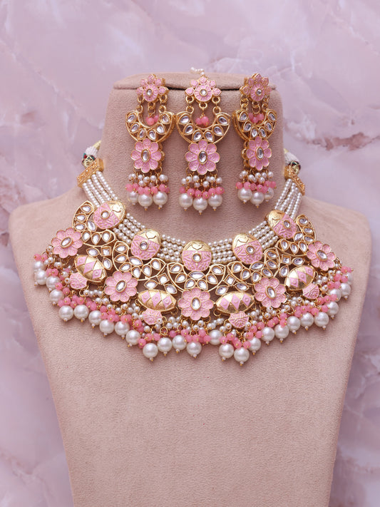 Baby Pink Vedika Necklace Set