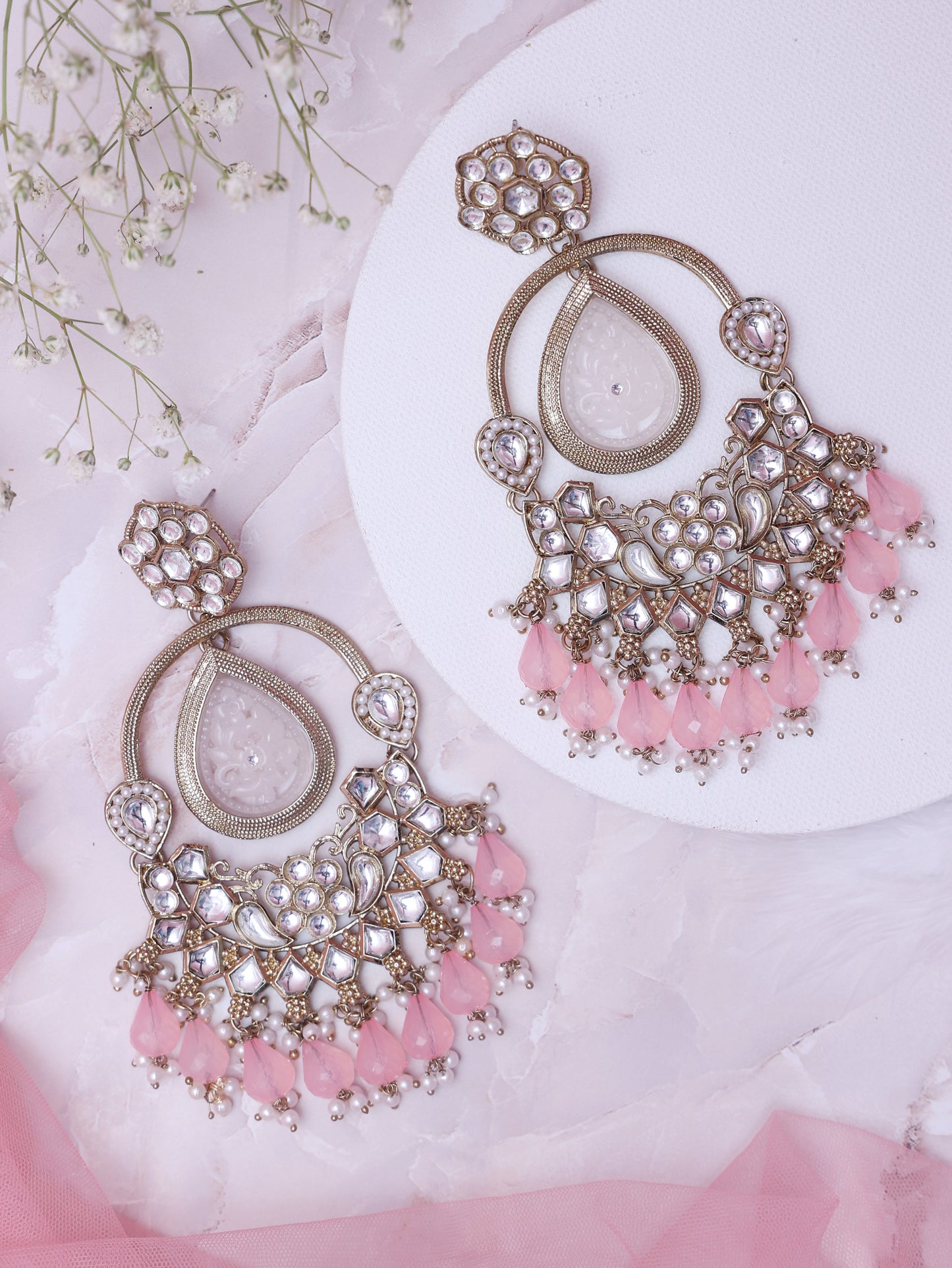 Baby Pink Kadali Designer Earrings