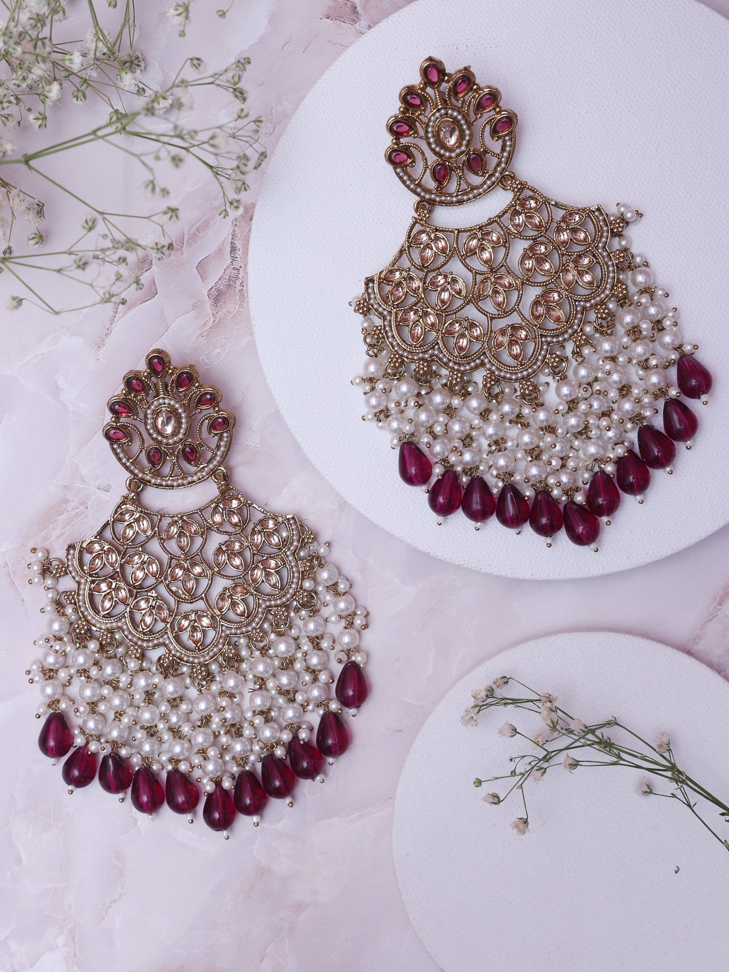 Maroon Labuki Designer Earrings