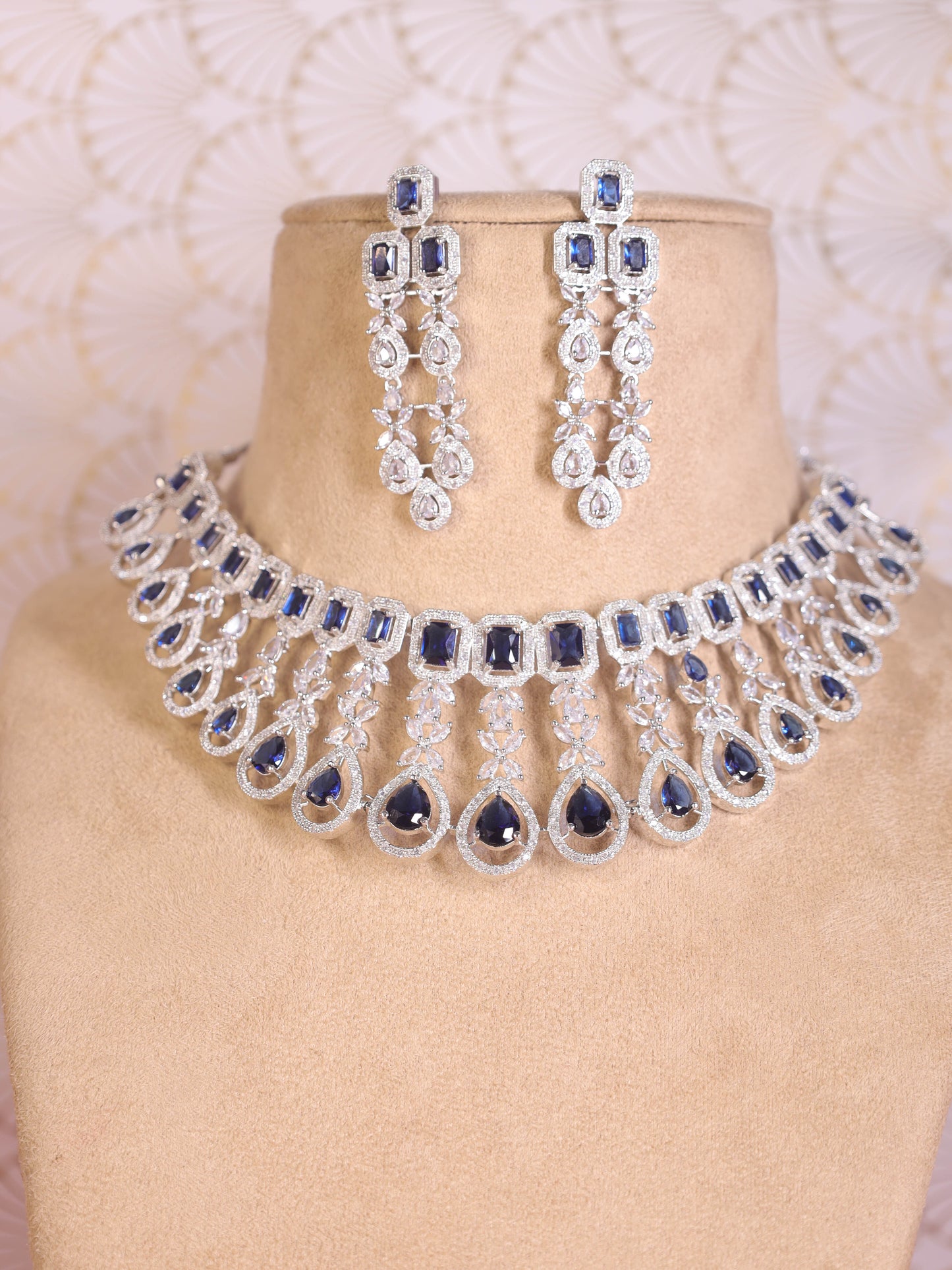 Blue Kiara AD Necklace Set