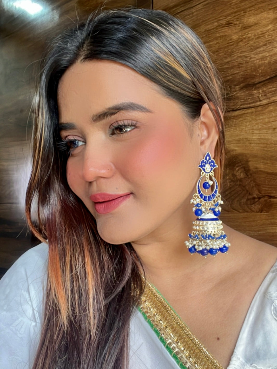 Blue Rasha Jhumkis