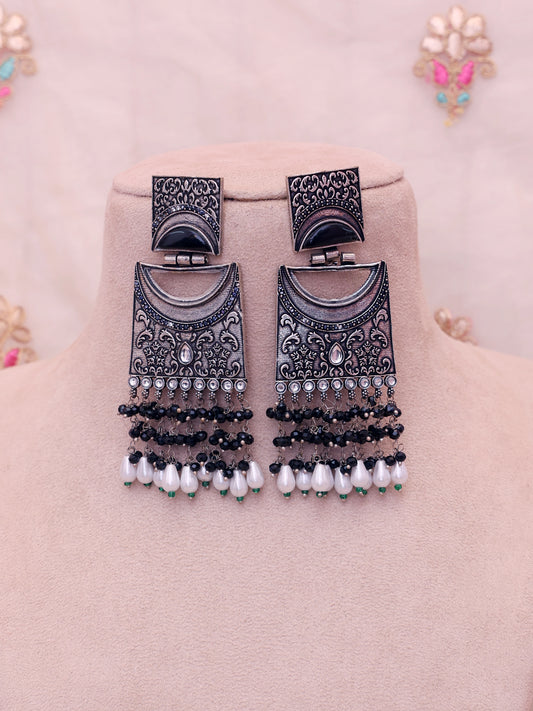 Black Laasya Oxidised Earrings