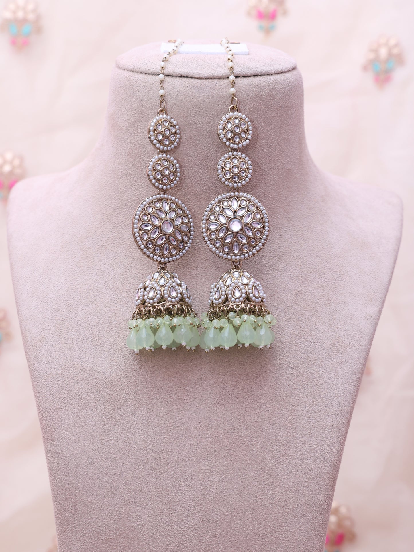 Mint Green Mehtab Jhumkis