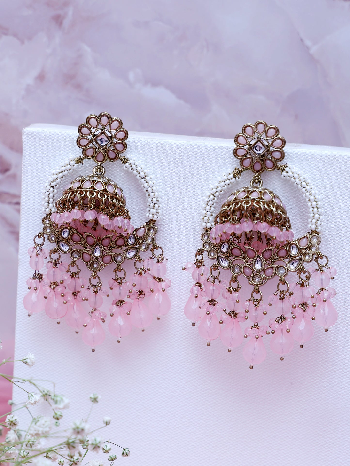 Baby Pink Yachana Jhumkis