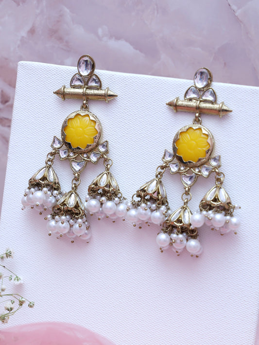 Yellow Vabna Jhumkis