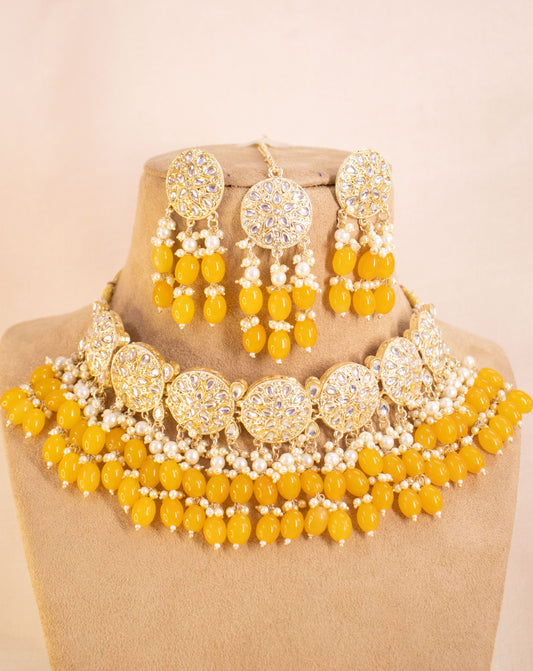 Yellow Yamka Choker Necklace Set