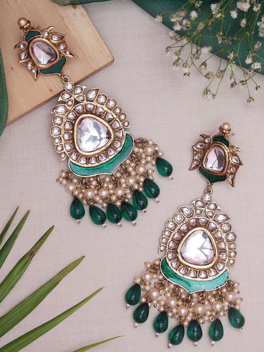 Emerald Green Netra Designer Earrings