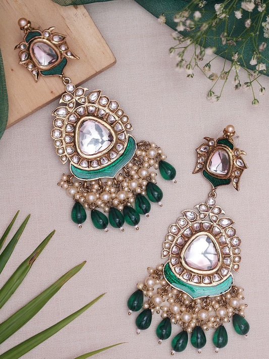 Emerald Green Netra Designer Earrings