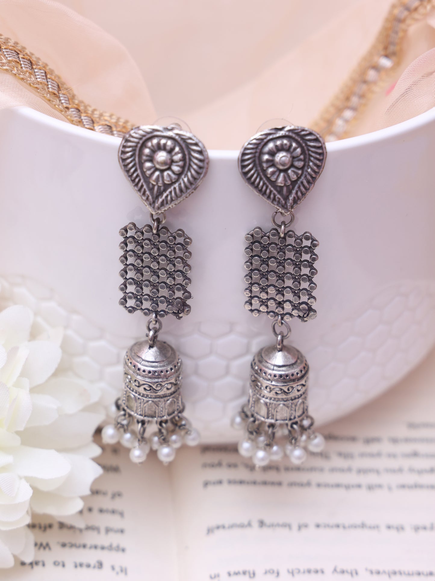 Waadana Oxidised Jhumkis