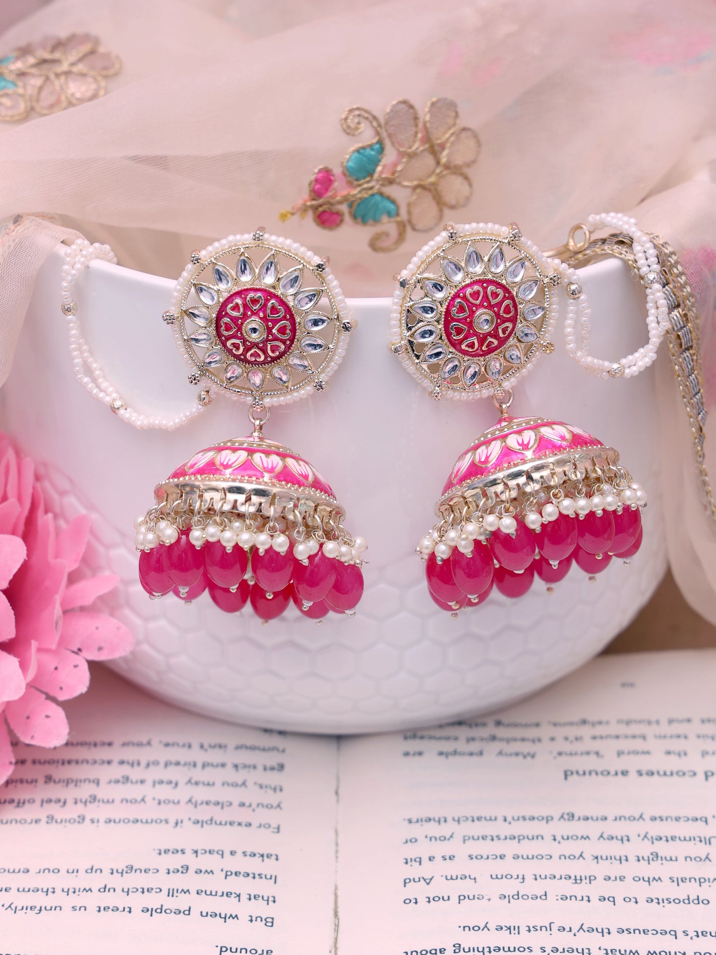 Pink Gaurika Jhumkis