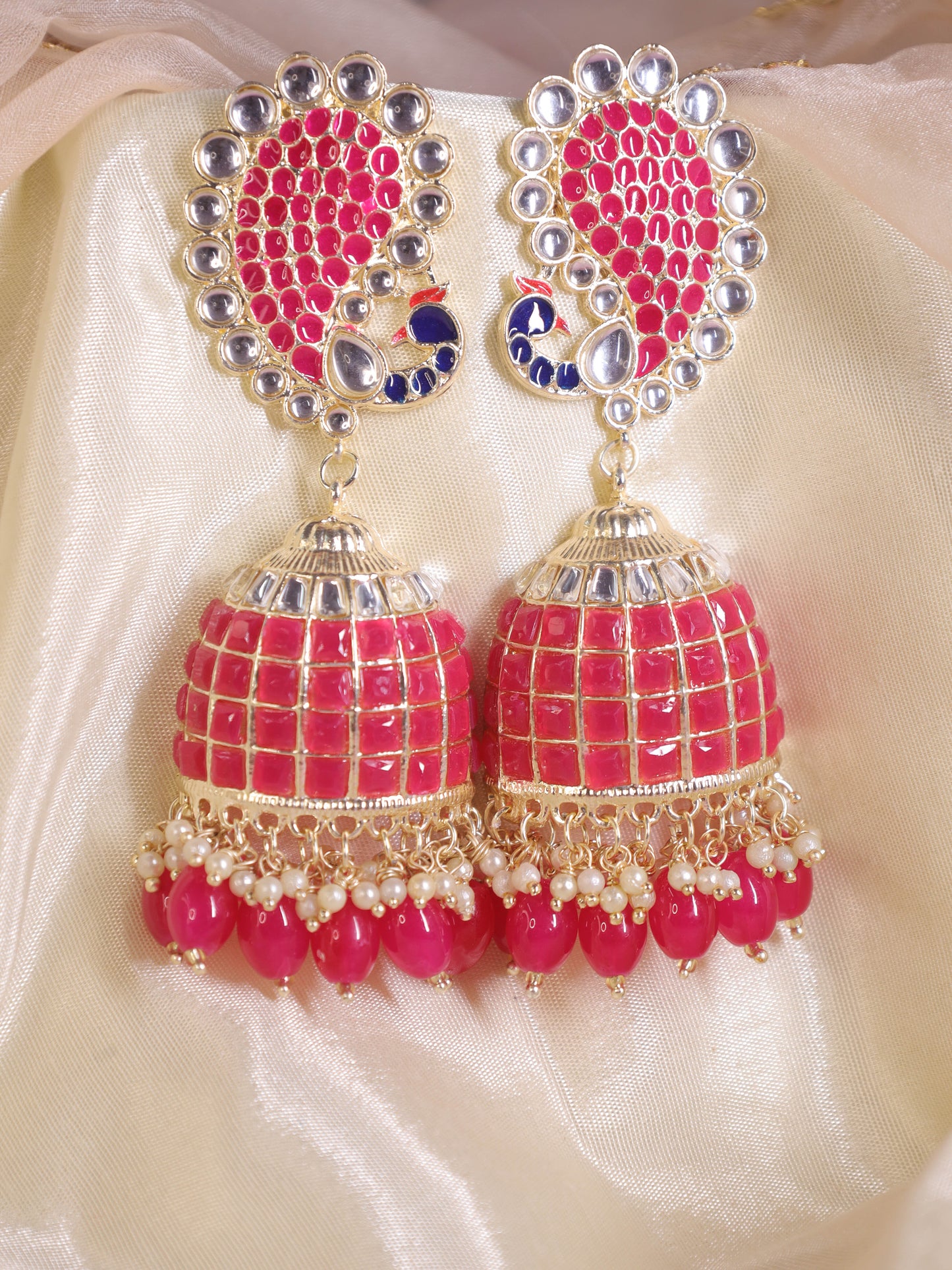 Pink Rebeca Jhumkis