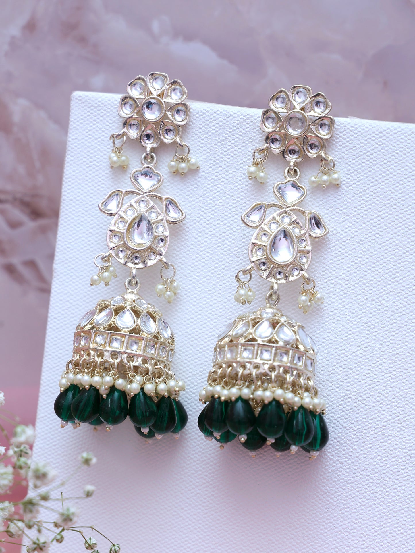 Emerald Adweta Jhumkis