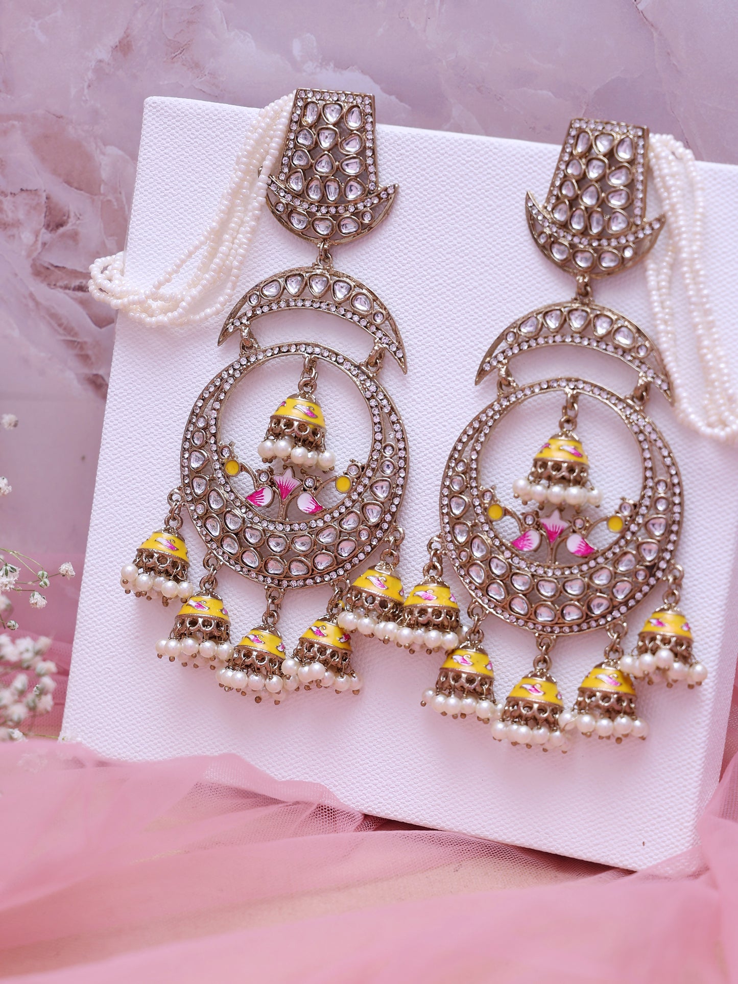 Yellow Zahira Jhumkis