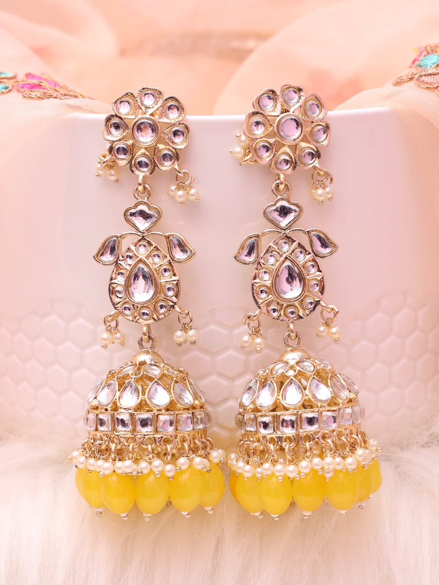 Yellow Adweta Jhumkis