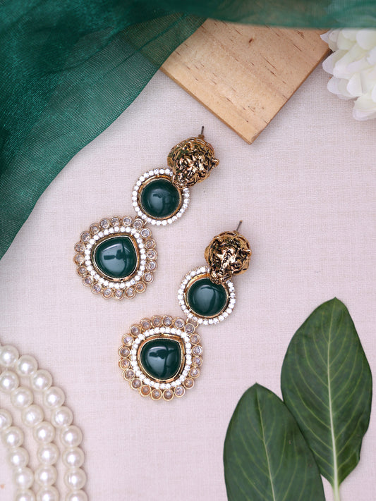 Emerald Green Leo Designer Earrings