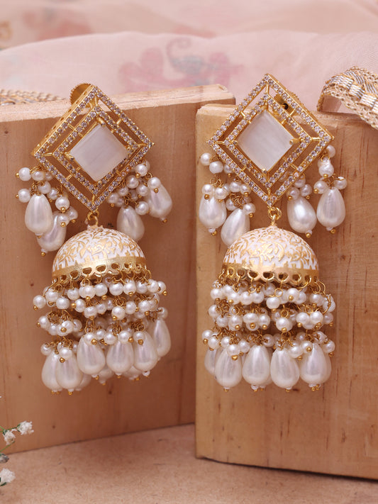 White Shaniya Jhumkis