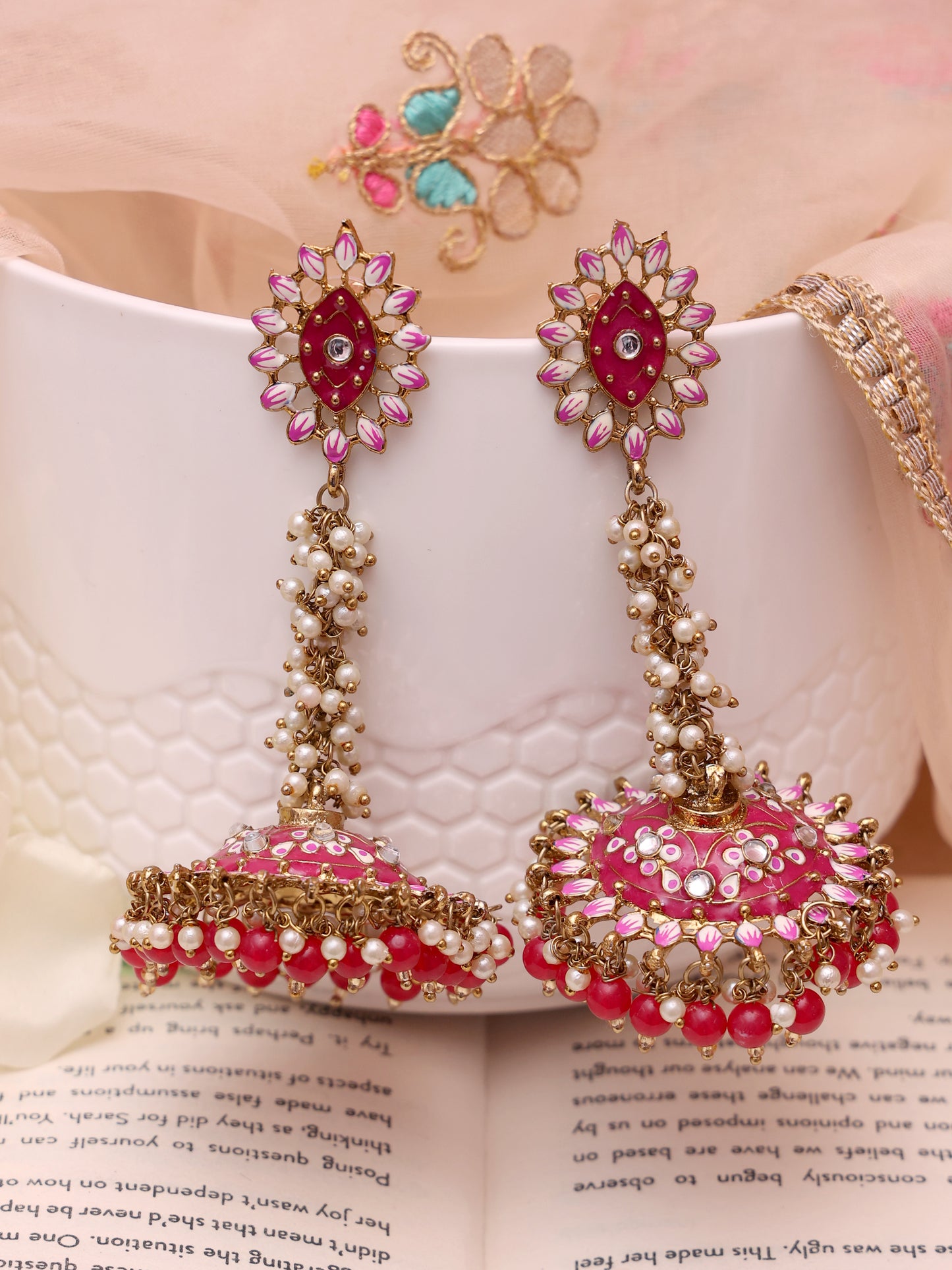 Hot Pink Jaya Jhumkis