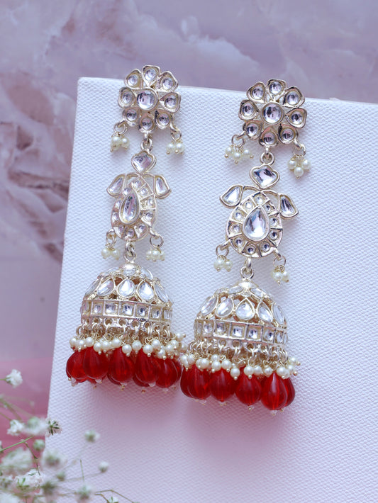 Red Adweta Jhumkis