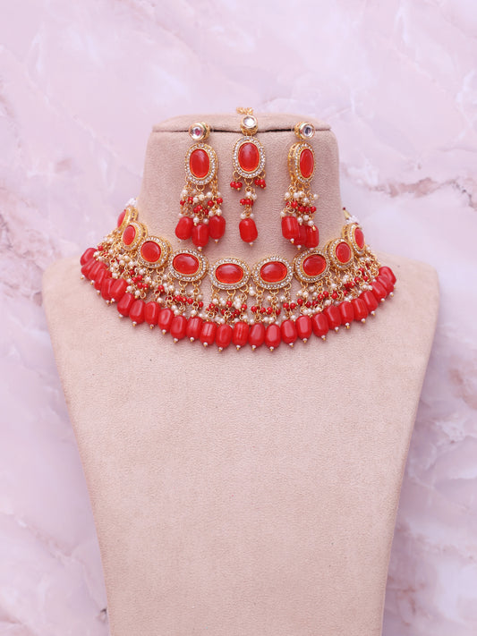 Red Eashta Necklace Set