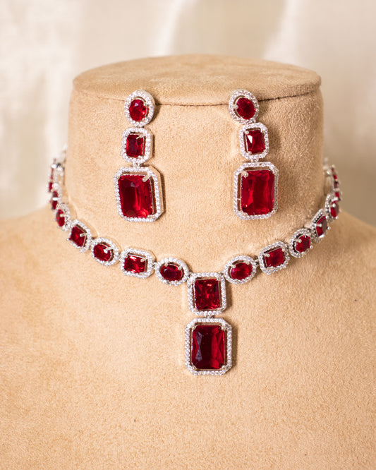 Red Jennifer AD Necklace Set