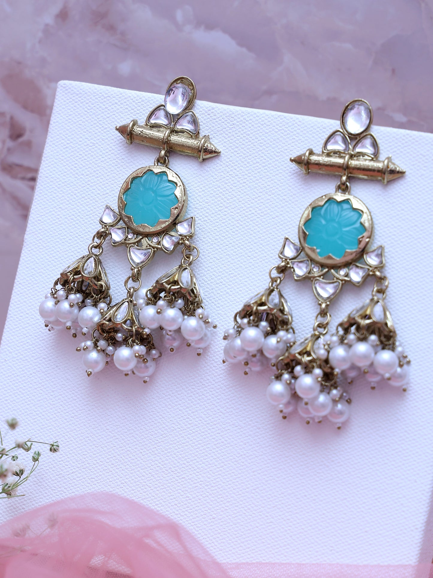 Turquoise Vabna Jhumkis