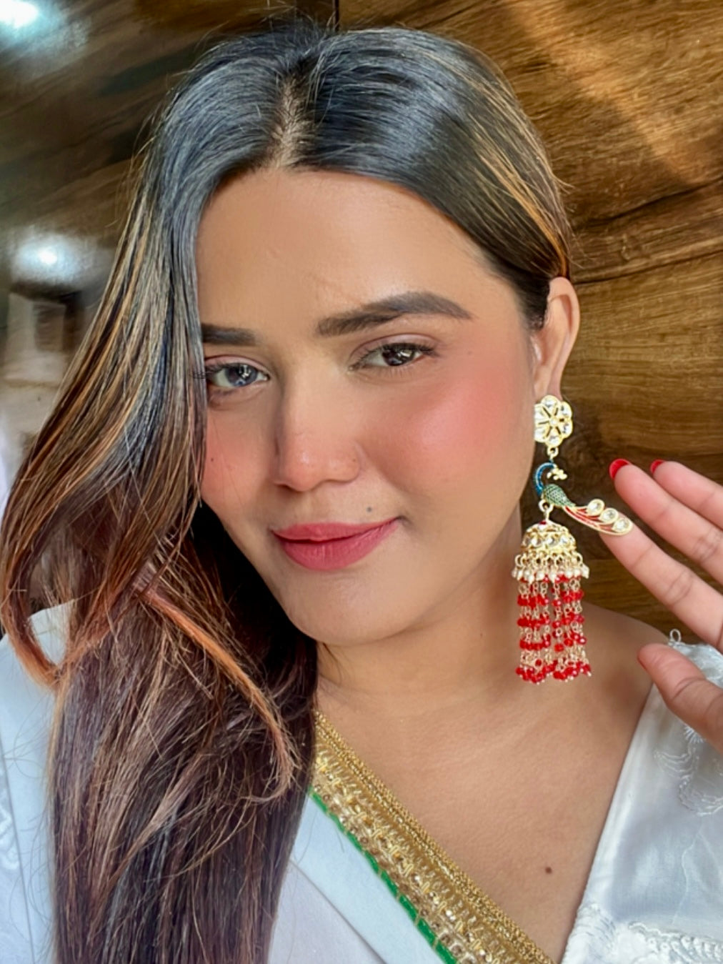 Red Peacock Jhumkis