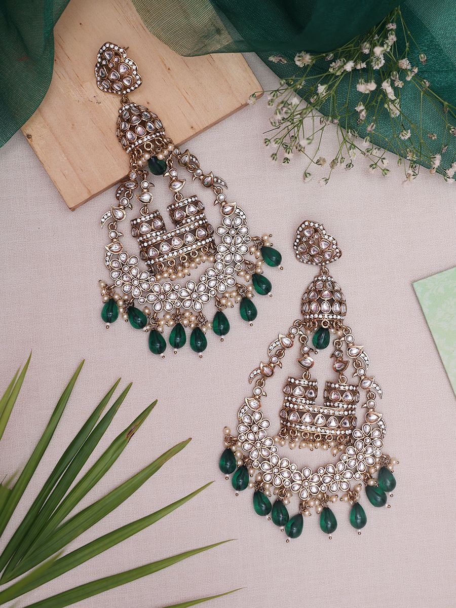 Emerald Green Qutub Chandbalis