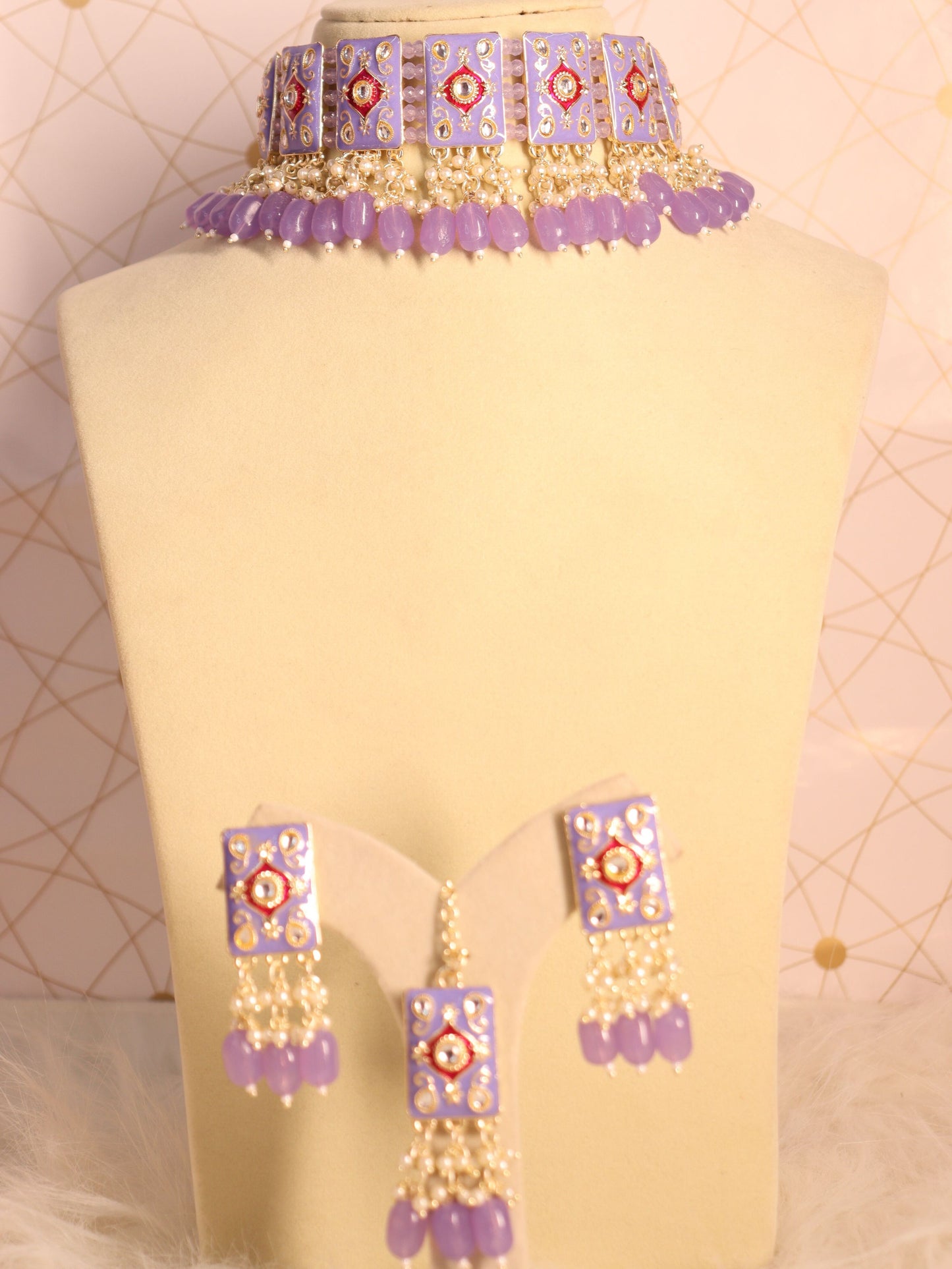 Lilac Chahat Choker Necklace Set