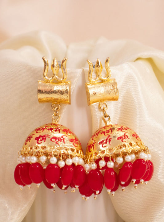 Red Trishul Jhumkis